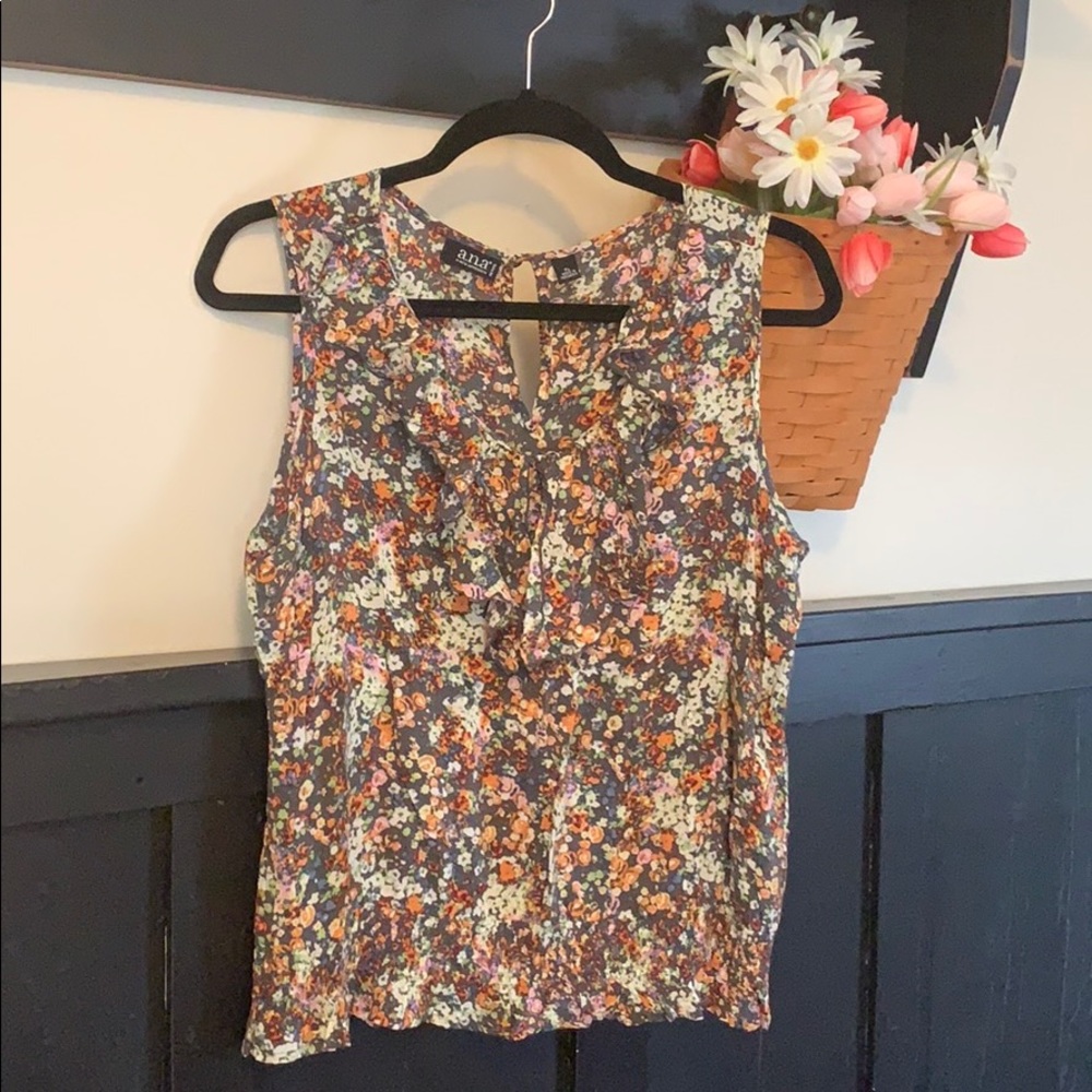Ana PL ruffle floral olive 🍊 sleeveless top